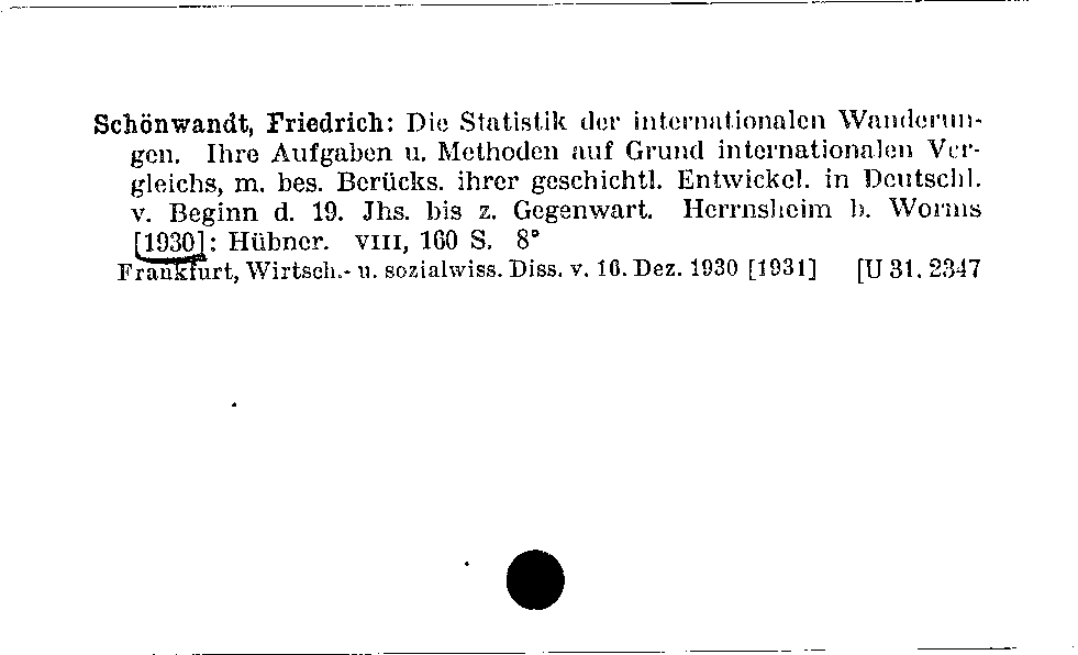 [Katalogkarte Dissertationenkatalog bis 1980]