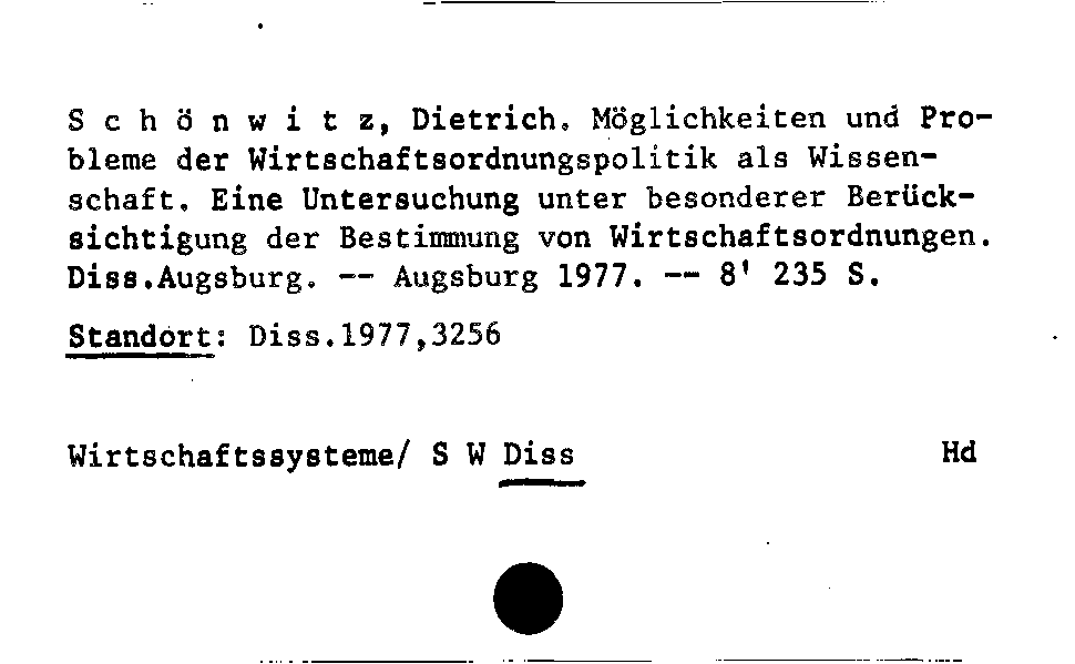 [Katalogkarte Dissertationenkatalog bis 1980]