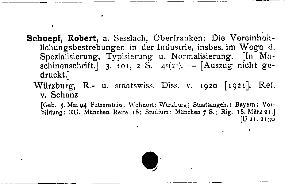 [Katalogkarte Dissertationenkatalog bis 1980]