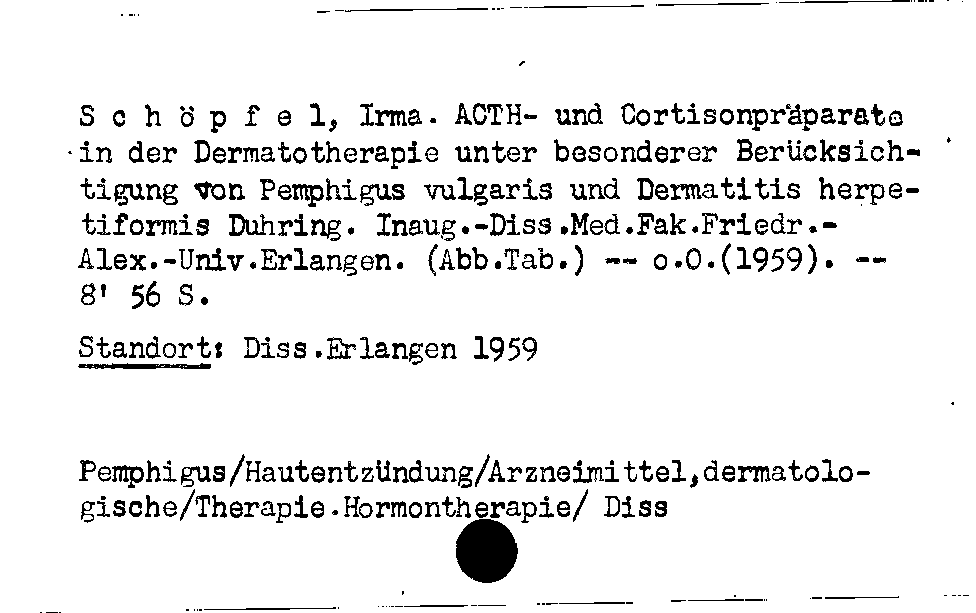 [Katalogkarte Dissertationenkatalog bis 1980]