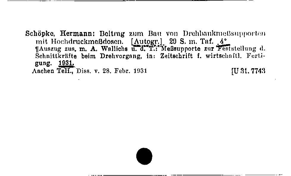 [Katalogkarte Dissertationenkatalog bis 1980]