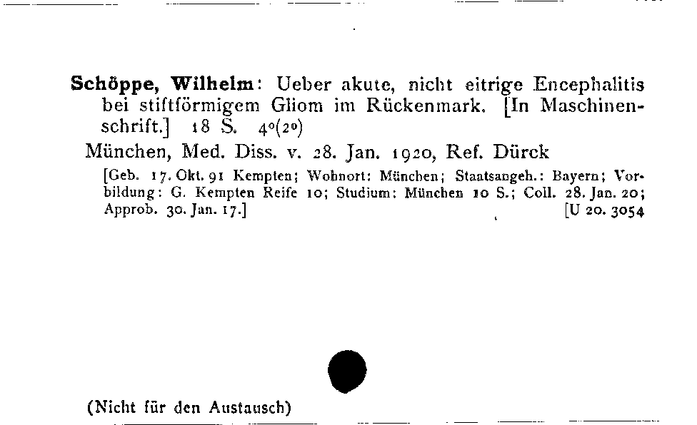 [Katalogkarte Dissertationenkatalog bis 1980]