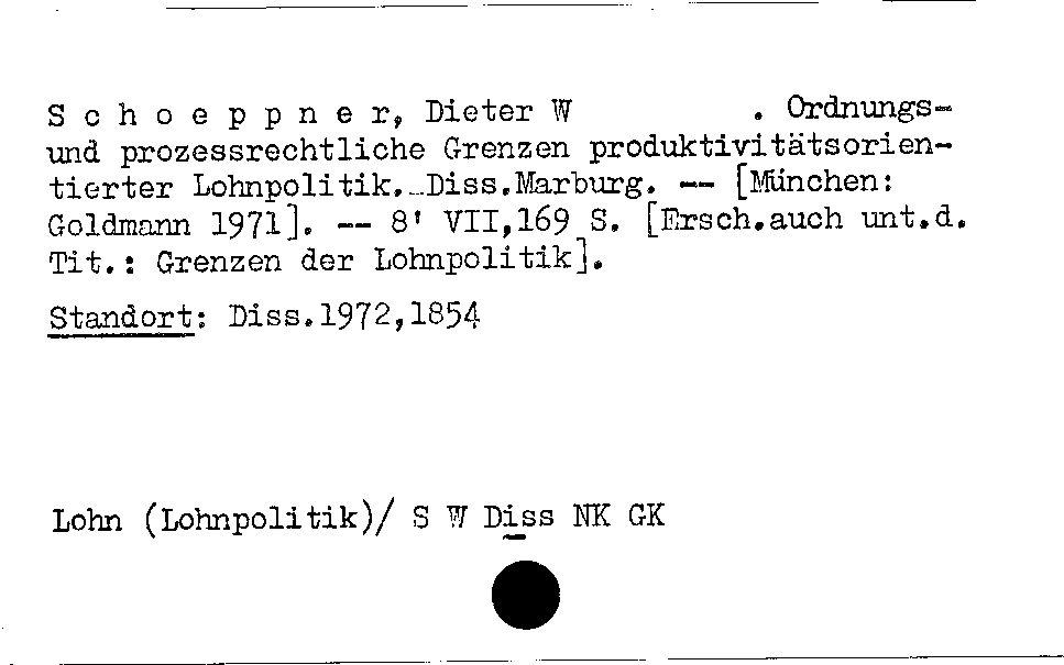 [Katalogkarte Dissertationenkatalog bis 1980]