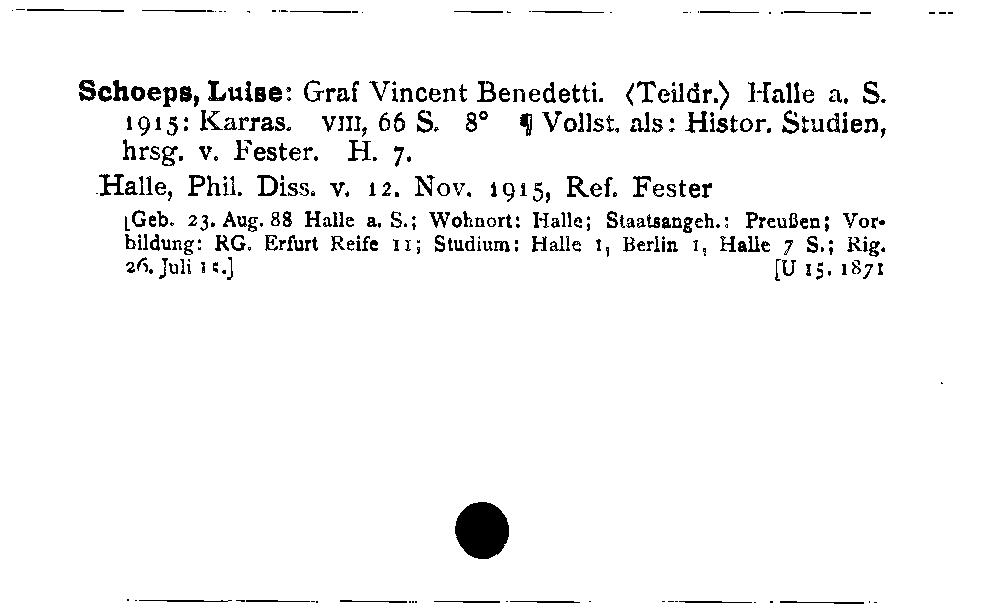 [Katalogkarte Dissertationenkatalog bis 1980]