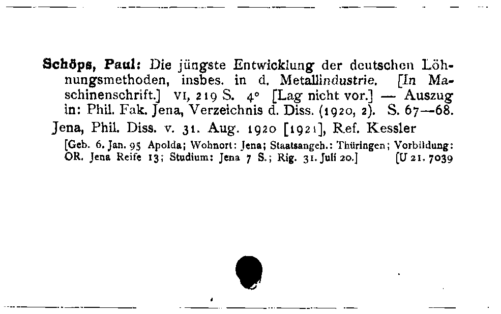 [Katalogkarte Dissertationenkatalog bis 1980]