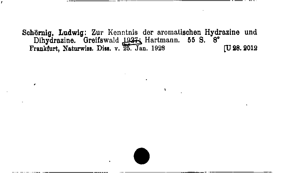 [Katalogkarte Dissertationenkatalog bis 1980]