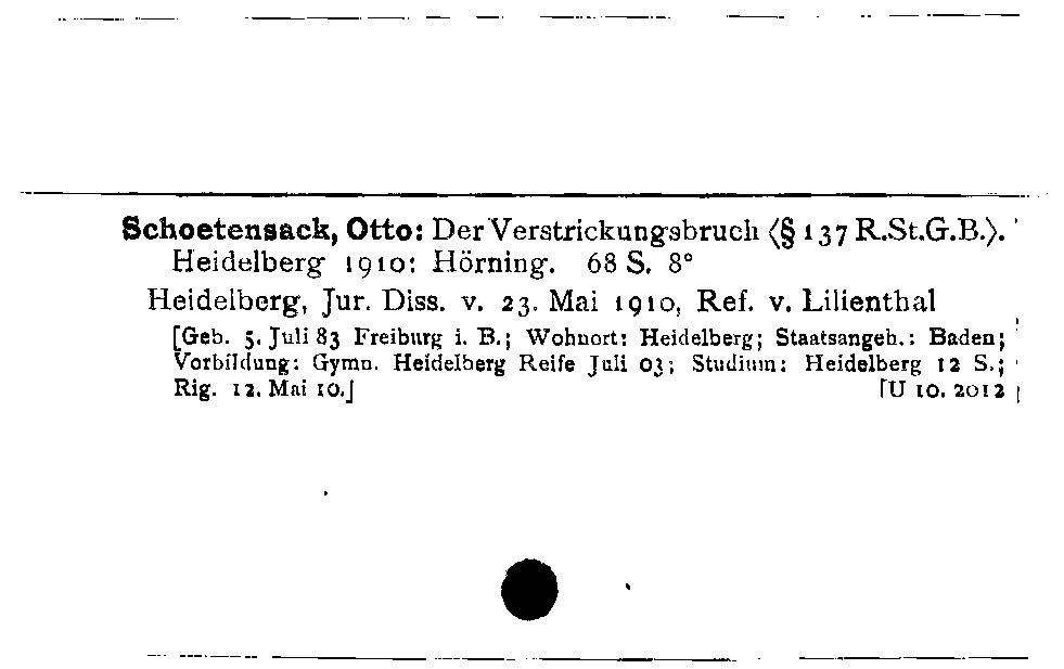 [Katalogkarte Dissertationenkatalog bis 1980]