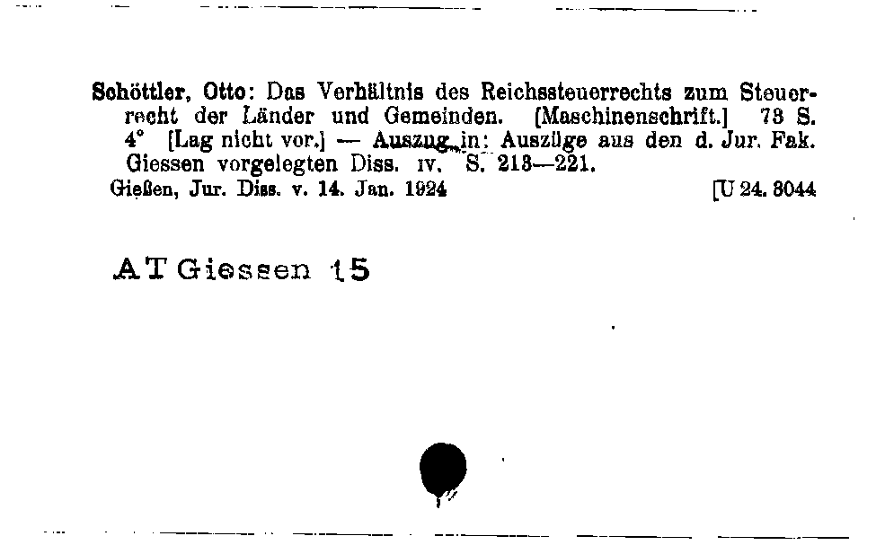 [Katalogkarte Dissertationenkatalog bis 1980]