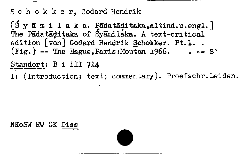 [Katalogkarte Dissertationenkatalog bis 1980]