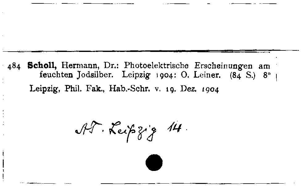 [Katalogkarte Dissertationenkatalog bis 1980]