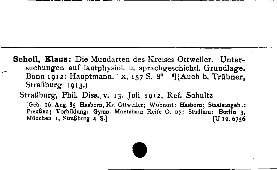 [Katalogkarte Dissertationenkatalog bis 1980]