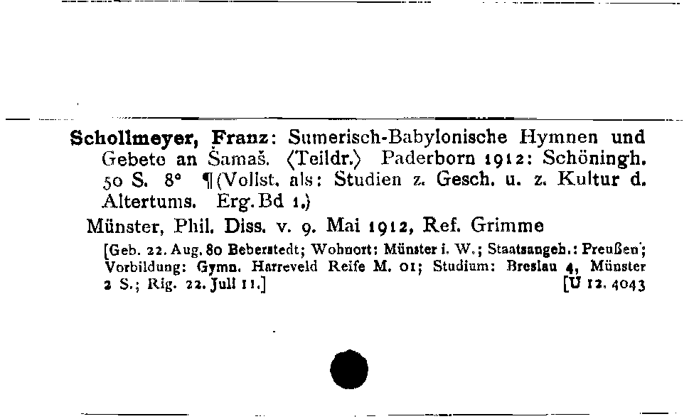 [Katalogkarte Dissertationenkatalog bis 1980]