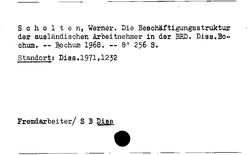 [Katalogkarte Dissertationenkatalog bis 1980]