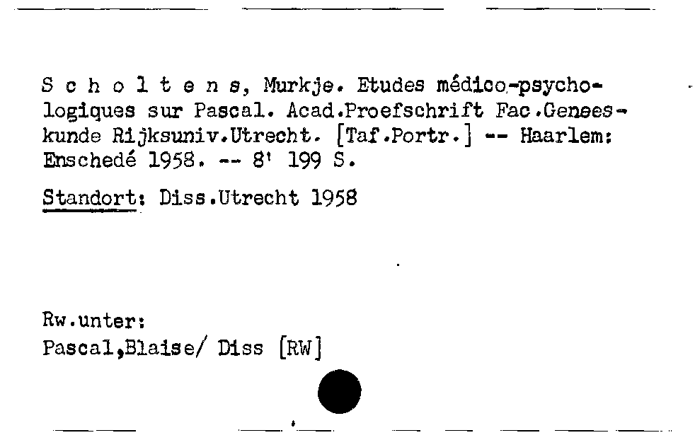 [Katalogkarte Dissertationenkatalog bis 1980]