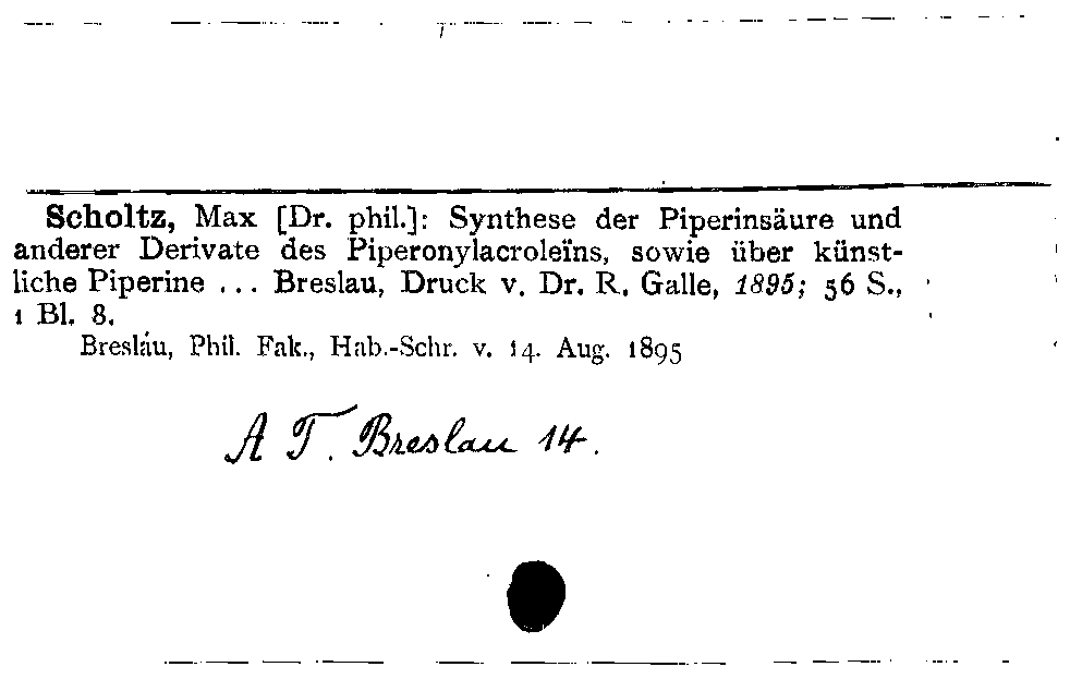 [Katalogkarte Dissertationenkatalog bis 1980]