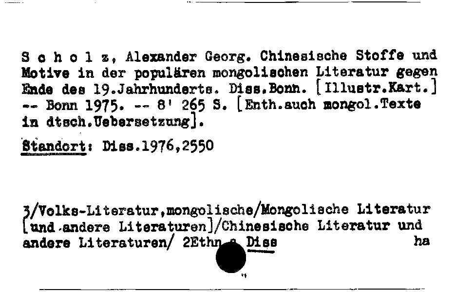 [Katalogkarte Dissertationenkatalog bis 1980]