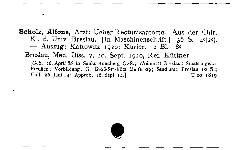 [Katalogkarte Dissertationenkatalog bis 1980]