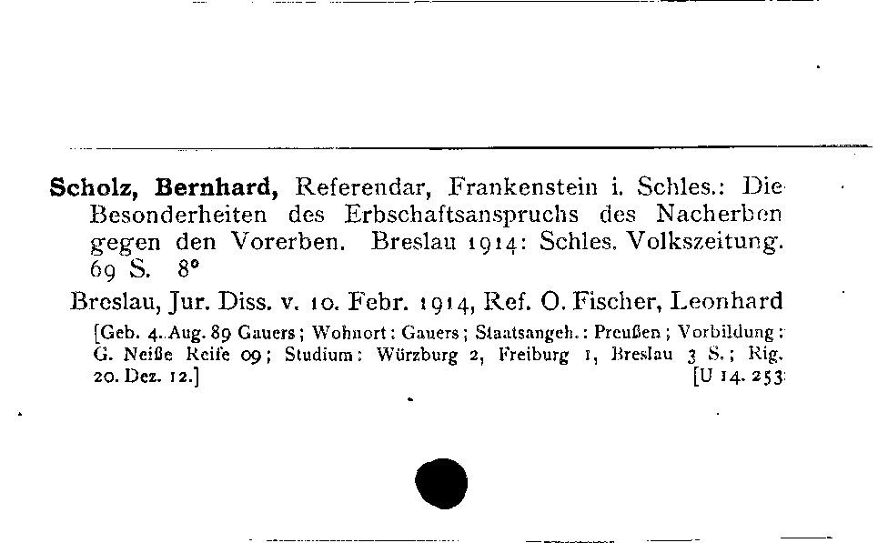 [Katalogkarte Dissertationenkatalog bis 1980]