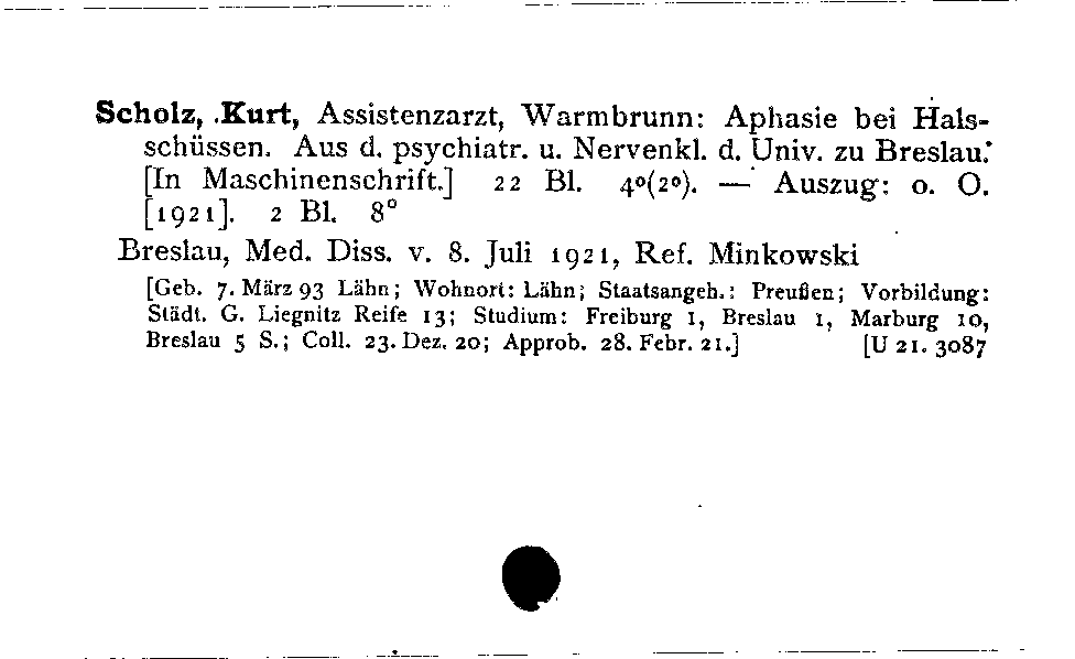 [Katalogkarte Dissertationenkatalog bis 1980]