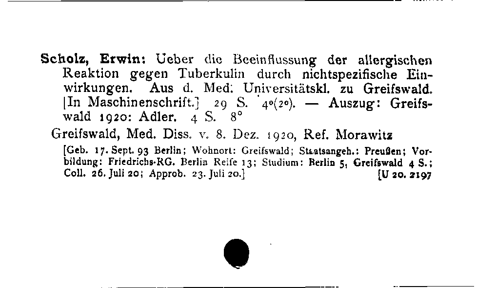 [Katalogkarte Dissertationenkatalog bis 1980]