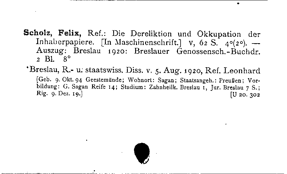 [Katalogkarte Dissertationenkatalog bis 1980]