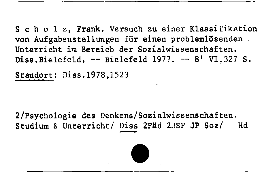 [Katalogkarte Dissertationenkatalog bis 1980]