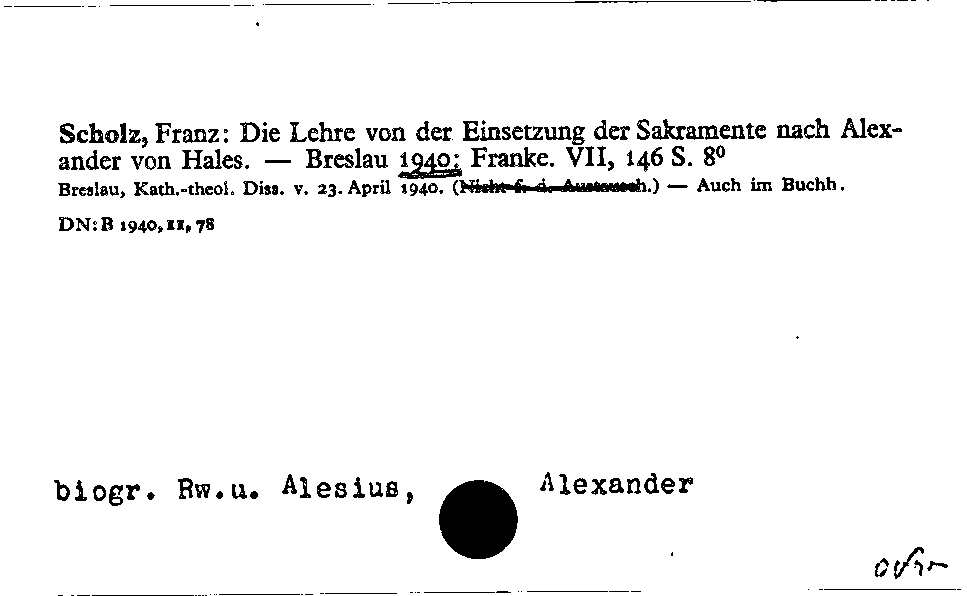 [Katalogkarte Dissertationenkatalog bis 1980]