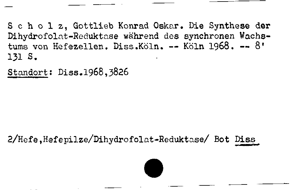 [Katalogkarte Dissertationenkatalog bis 1980]