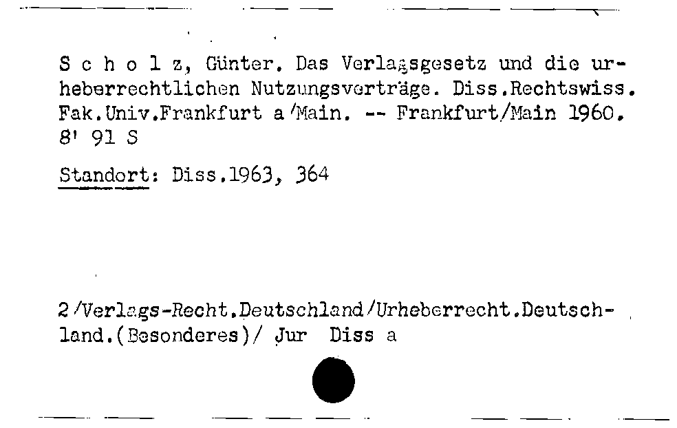 [Katalogkarte Dissertationenkatalog bis 1980]