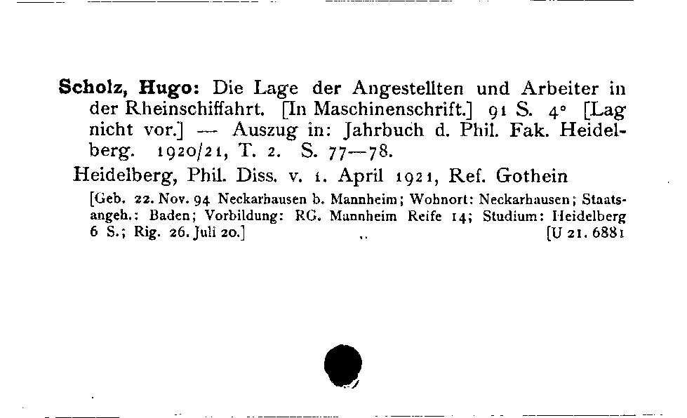 [Katalogkarte Dissertationenkatalog bis 1980]