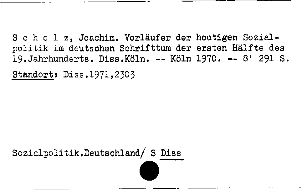 [Katalogkarte Dissertationenkatalog bis 1980]