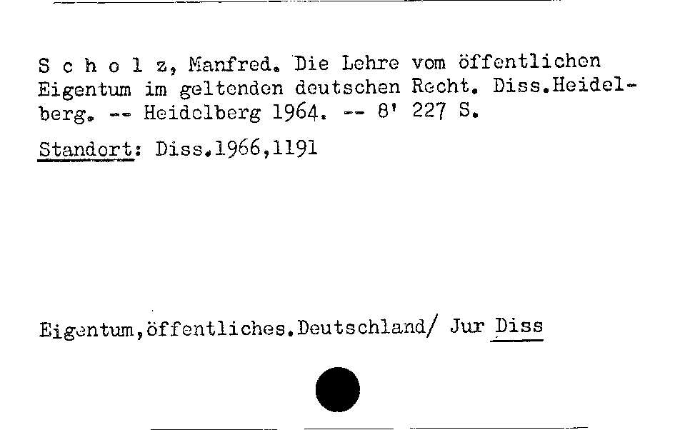 [Katalogkarte Dissertationenkatalog bis 1980]