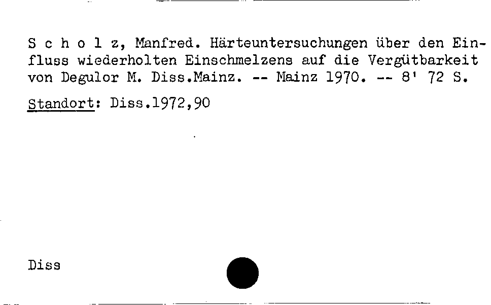 [Katalogkarte Dissertationenkatalog bis 1980]