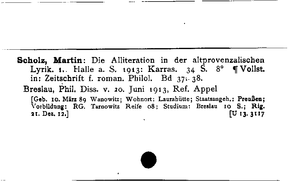 [Katalogkarte Dissertationenkatalog bis 1980]