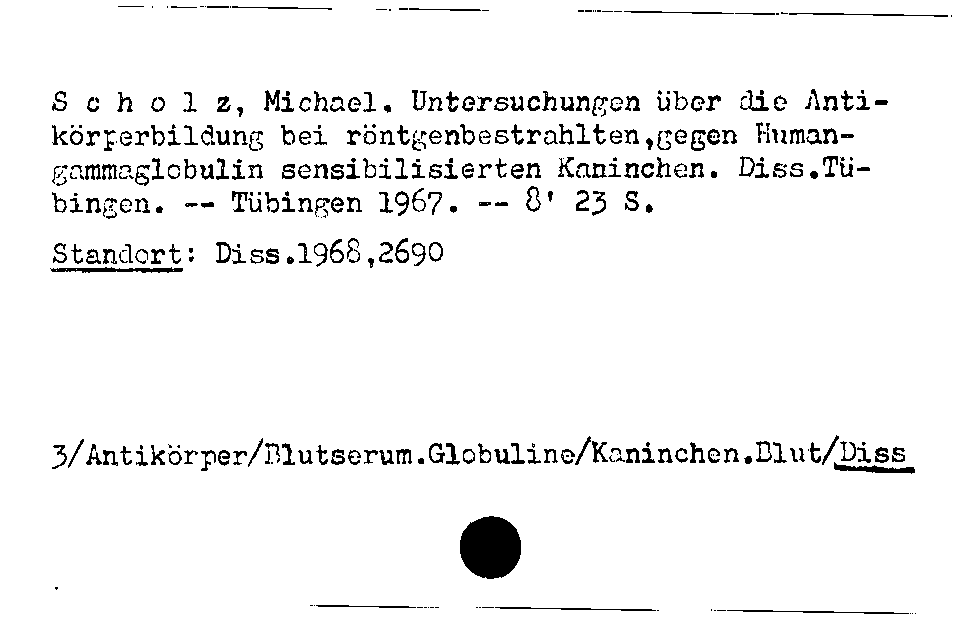 [Katalogkarte Dissertationenkatalog bis 1980]