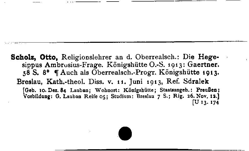 [Katalogkarte Dissertationenkatalog bis 1980]