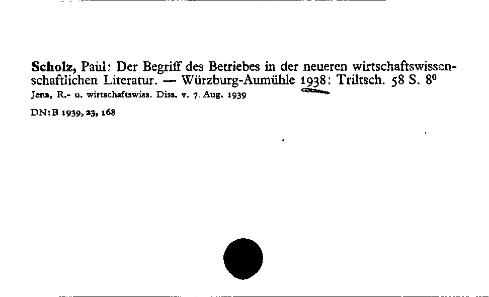 [Katalogkarte Dissertationenkatalog bis 1980]