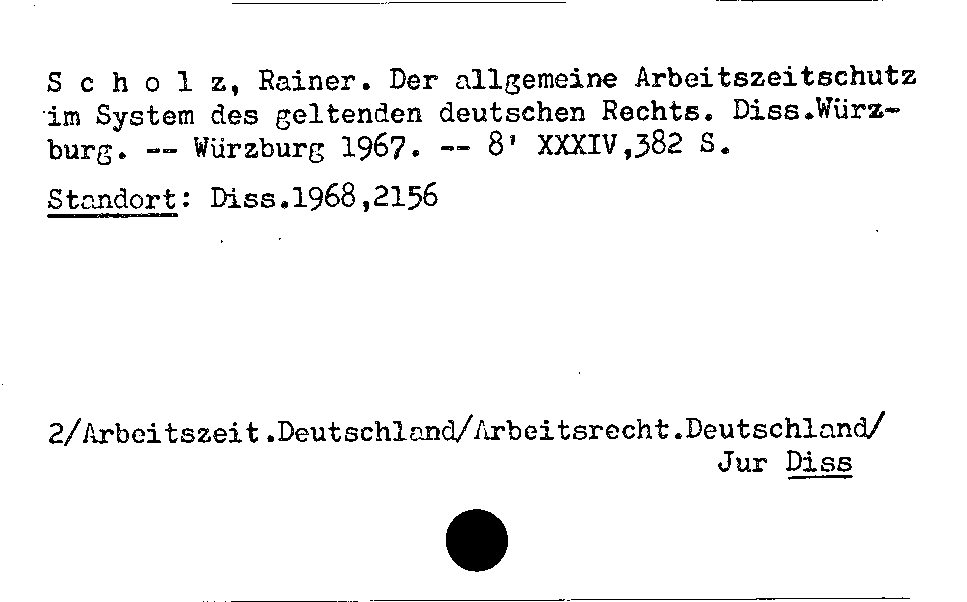 [Katalogkarte Dissertationenkatalog bis 1980]