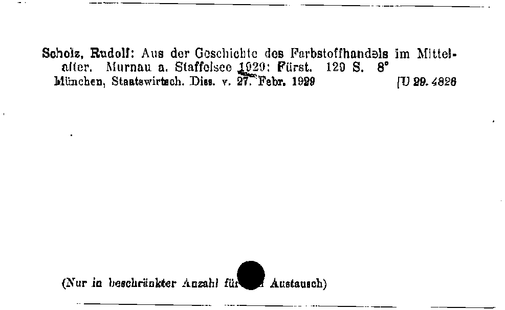 [Katalogkarte Dissertationenkatalog bis 1980]