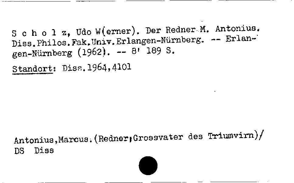 [Katalogkarte Dissertationenkatalog bis 1980]