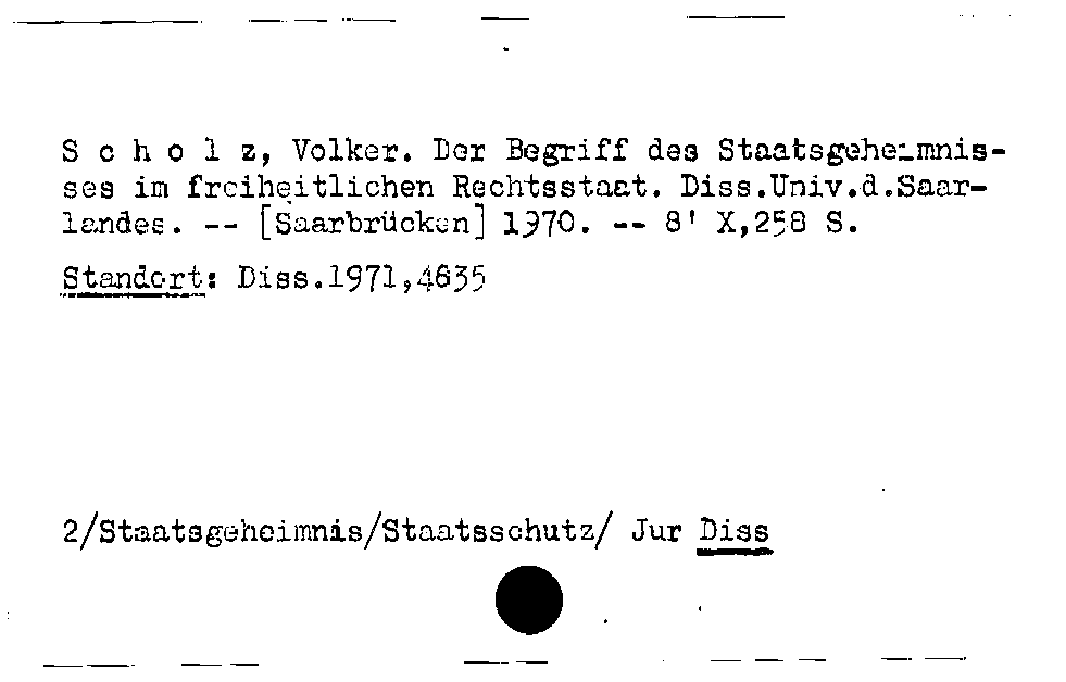 [Katalogkarte Dissertationenkatalog bis 1980]