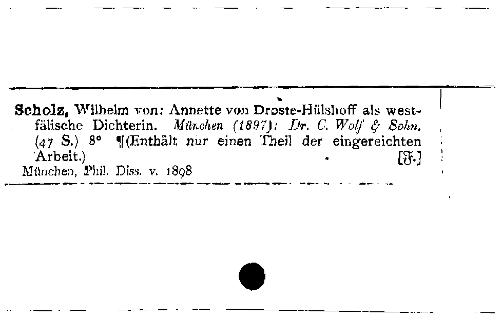 [Katalogkarte Dissertationenkatalog bis 1980]