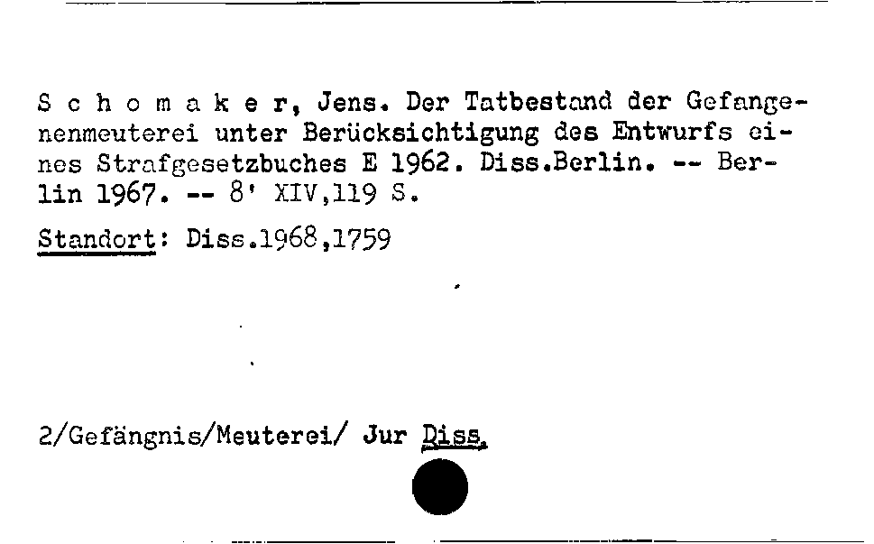 [Katalogkarte Dissertationenkatalog bis 1980]