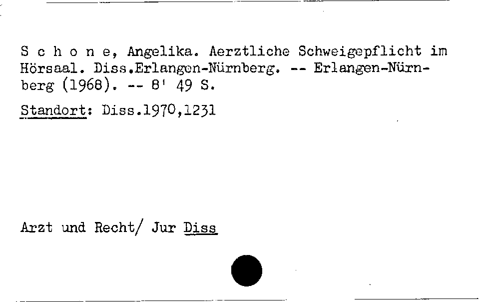 [Katalogkarte Dissertationenkatalog bis 1980]