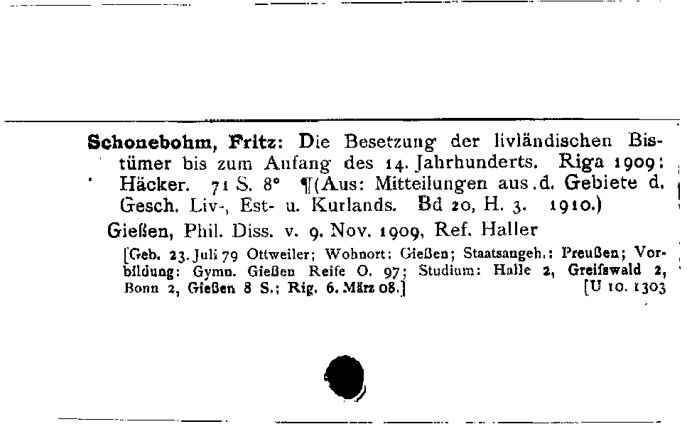 [Katalogkarte Dissertationenkatalog bis 1980]