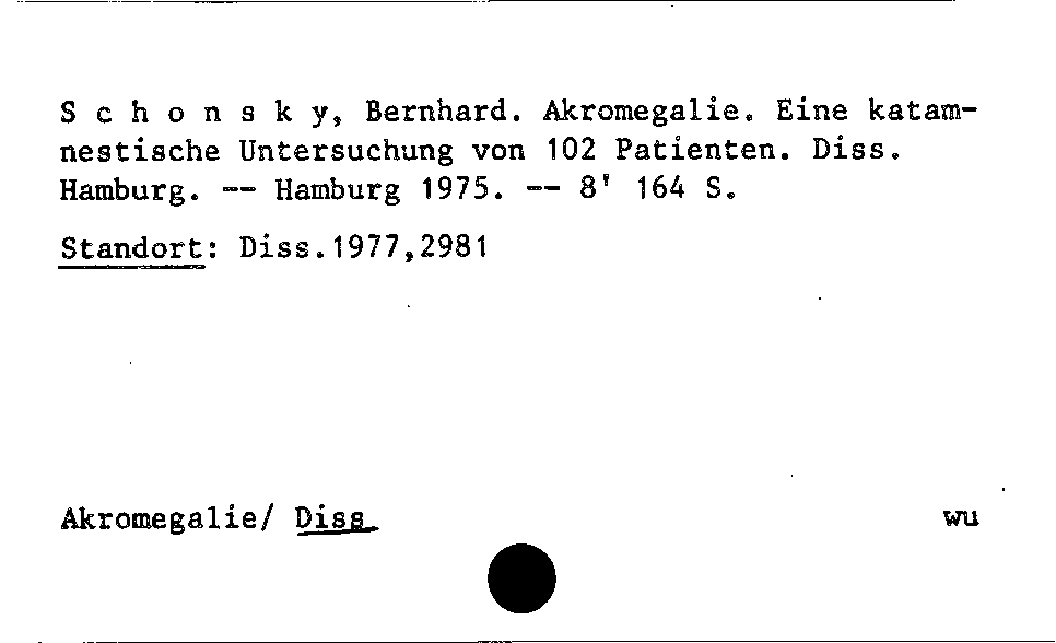 [Katalogkarte Dissertationenkatalog bis 1980]