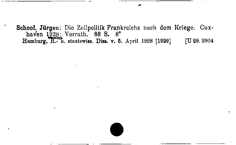 [Katalogkarte Dissertationenkatalog bis 1980]