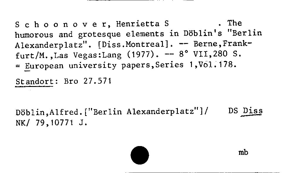 [Katalogkarte Dissertationenkatalog bis 1980]