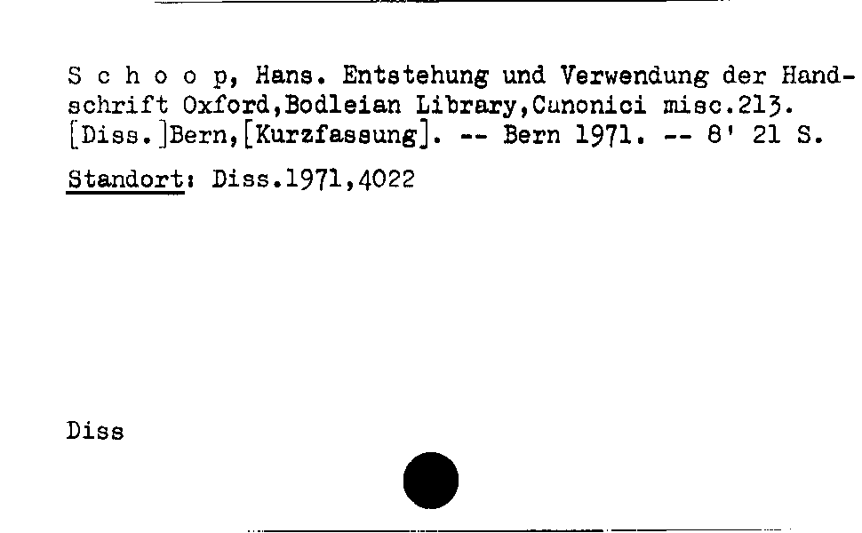 [Katalogkarte Dissertationenkatalog bis 1980]