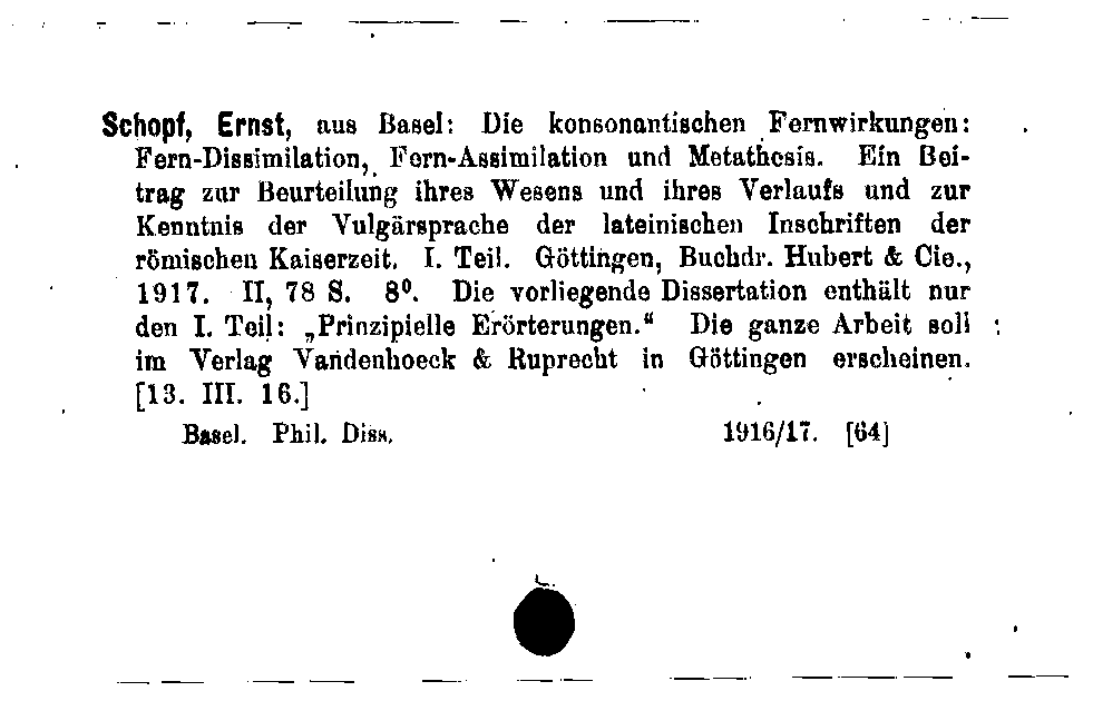 [Katalogkarte Dissertationenkatalog bis 1980]